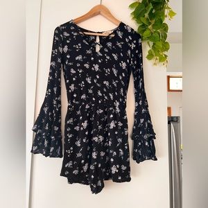 Floral long sleeved romper